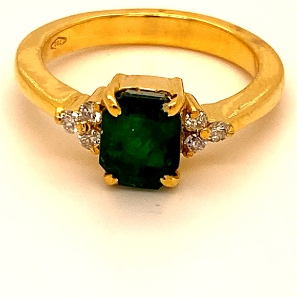 Emerald 1.60ct Diamonds Solid 18K Gold Ring - Picture 1 of 6